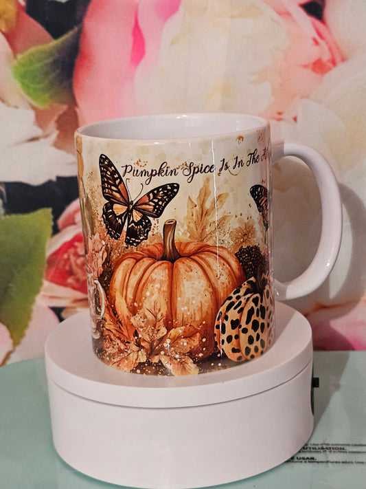 Butterflies and Printed  Pumpkins Mug